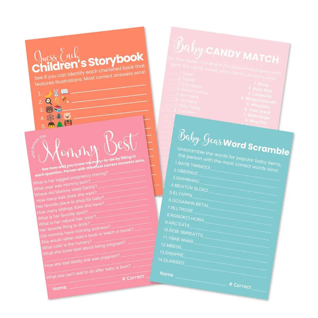 Printable baby shower game instant downloads - mommy best word scramble emoticon guess candy matching - signature