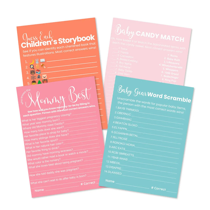 Printable baby shower game instant downloads - mommy best word scramble emoticon guess candy matching - signature