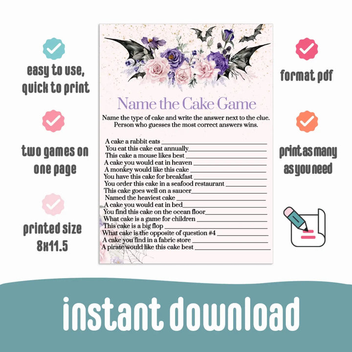 Printable bridal shower guess the cake game - pdf download - party games