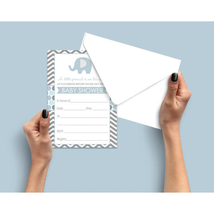 Royal blue elephant baby shower invitation pack (25 count) - invitations