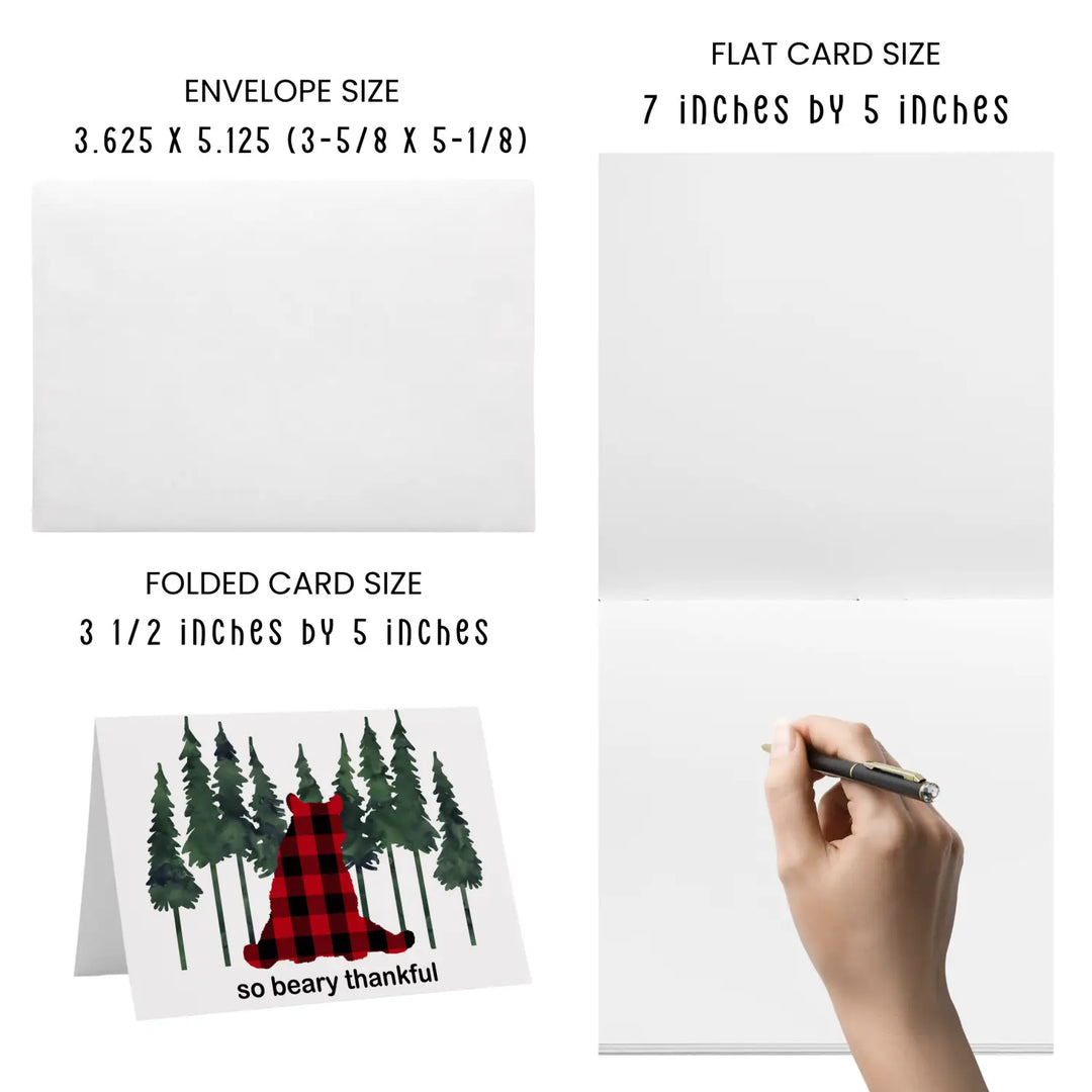 Rustic bear thank you cards for boys - red envelopes included 25-pack 4x6 folded notecards - office product