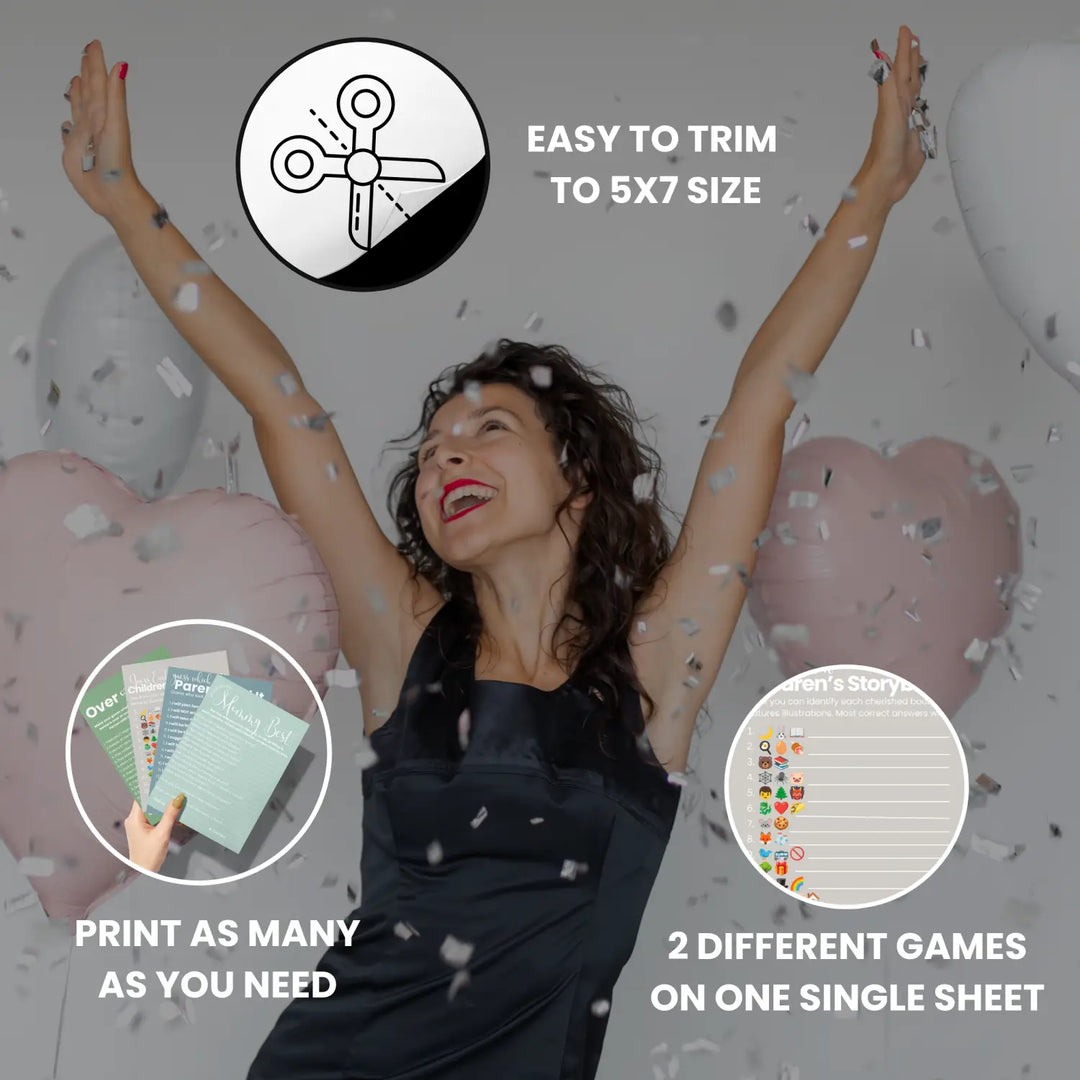 Seaglass printable baby shower game bundle - 4 fun games - instant download pdf with answer keys - partry