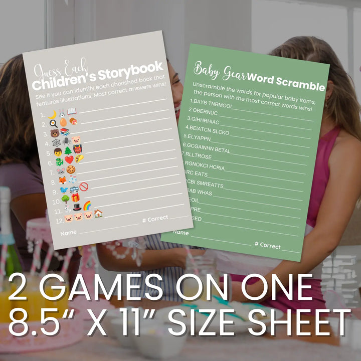 Seaglass printable baby shower game bundle - 4 fun games - instant download pdf with answer keys - partry