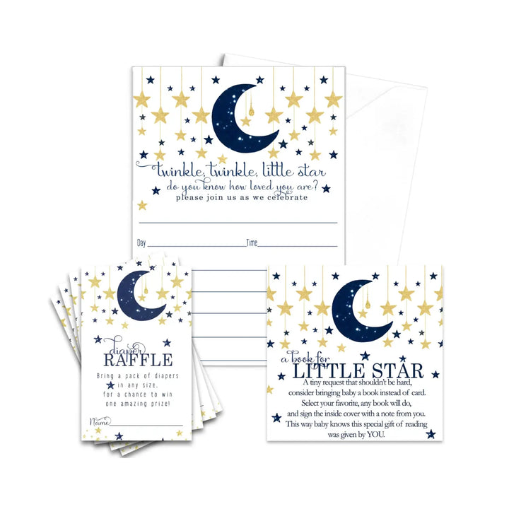 Starry night twinkle little star baby shower invitations (25 count)