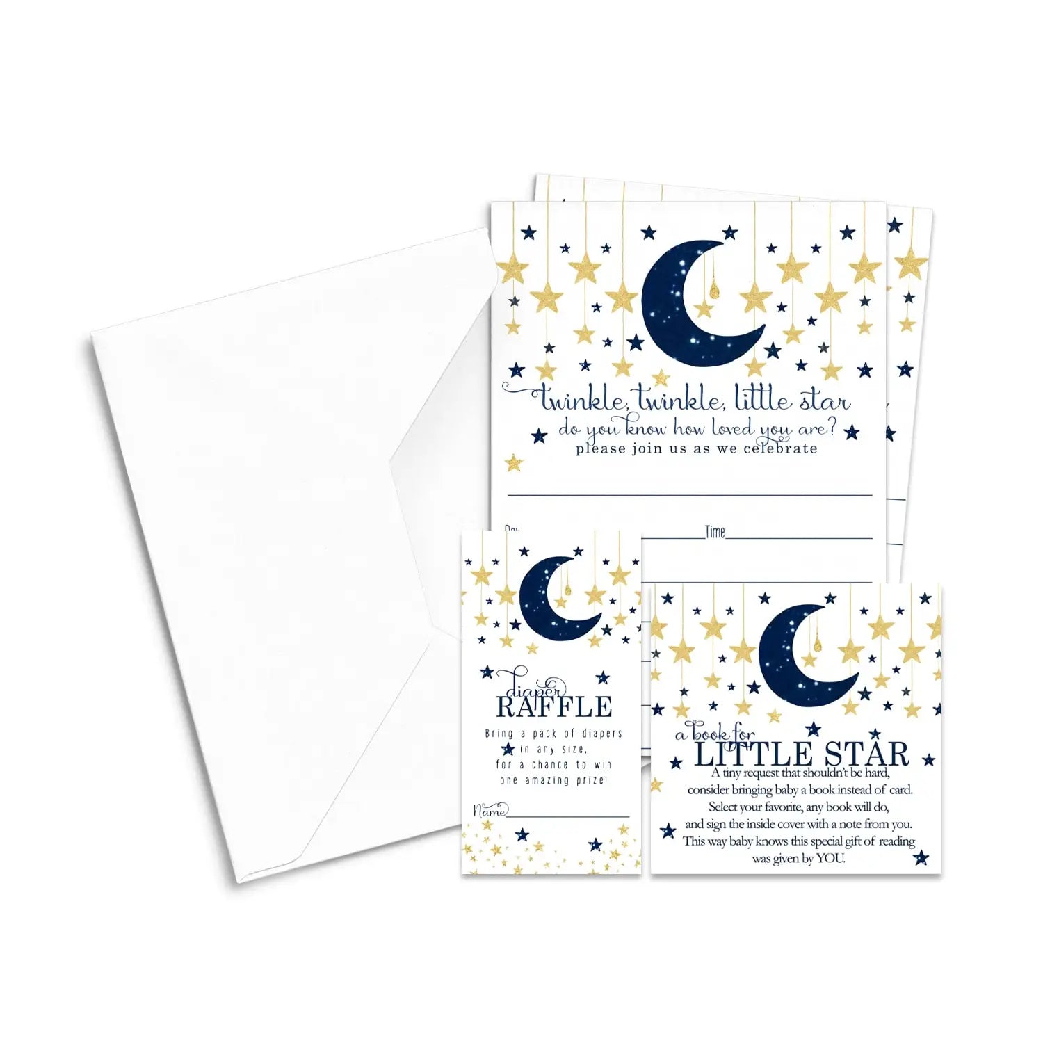 Starry night twinkle little star baby shower invitations (25 count)