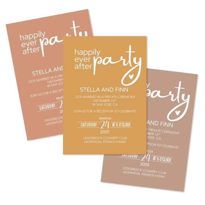 Tuscan sunset wedding reception invitations - modern typography 120lb cardstock select your quantity