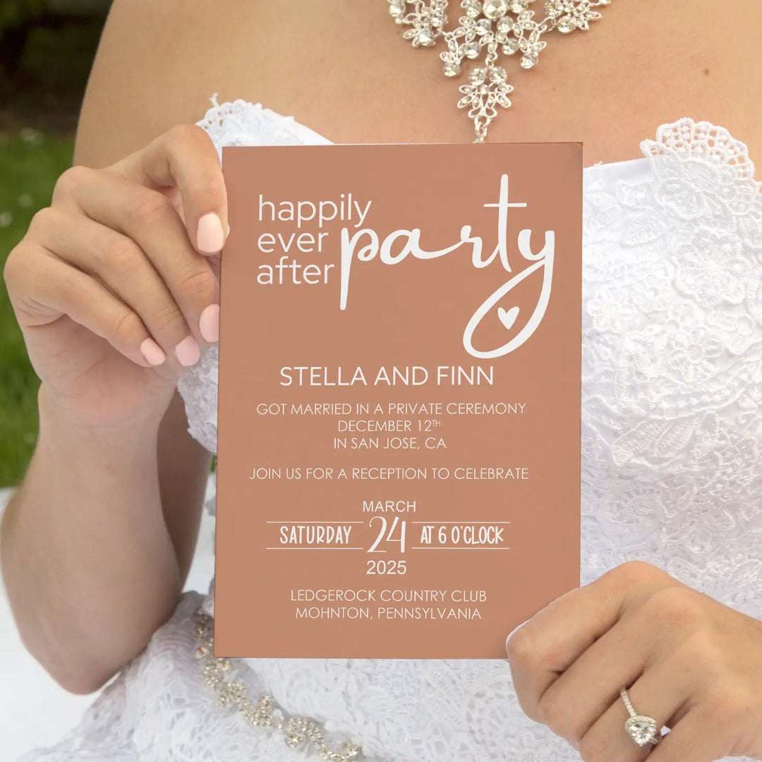 Tuscan sunset wedding reception invitations - modern typography 120lb cardstock select your quantity