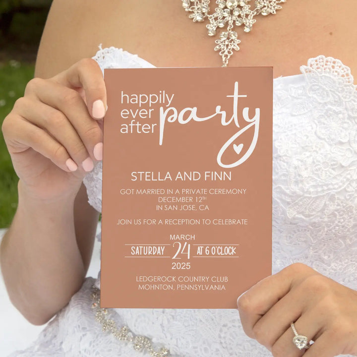 Tuscan sunset wedding reception invitations - modern typography 120lb cardstock select your quantity