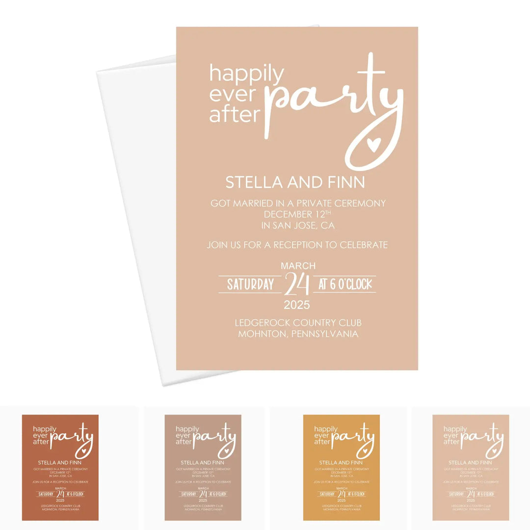 Tuscan sunset wedding reception invitations - modern typography 120lb cardstock select your quantity