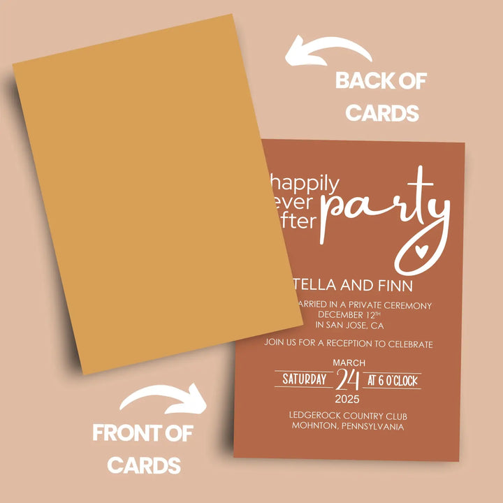 Tuscan sunset wedding reception invitations - modern typography 120lb cardstock select your quantity