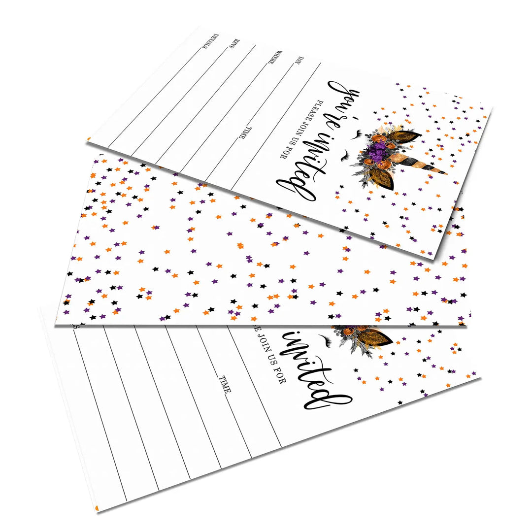 Unicorn halloween invitations with envelopes for girls baby shower birthday customize party details 25 pack 5x7 set