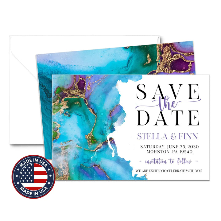 Jeweled save the date cards 3.5x5 & 4bar sizes printable printed options wedding event announcements fast turnaround