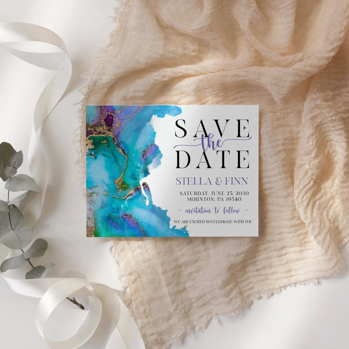 Jeweled save the date cards 3.5x5 & 4bar sizes printable printed options wedding event announcements fast turnaround