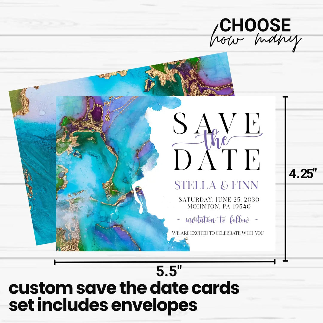 Jeweled save the date cards 3.5x5 & 4bar sizes printable printed options wedding event announcements fast turnaround