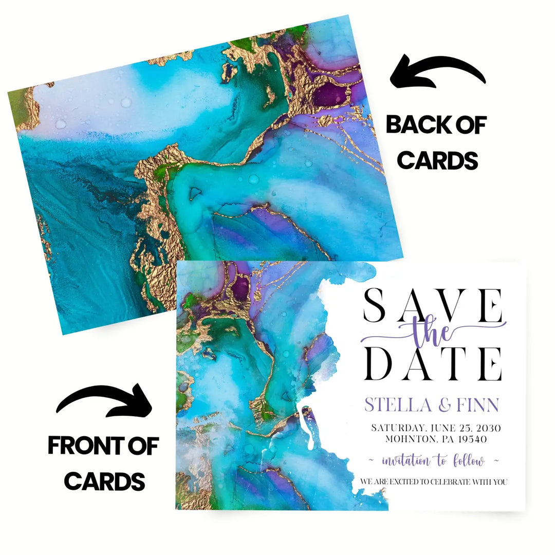 Jeweled save the date cards 3.5x5 & 4bar sizes printable printed options wedding event announcements fast turnaround