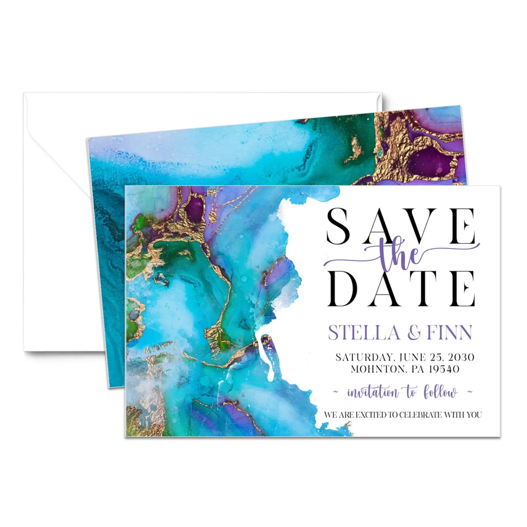 Jeweled save the date cards 3.5x5 & 4bar sizes printable printed options wedding event announcements fast turnaround