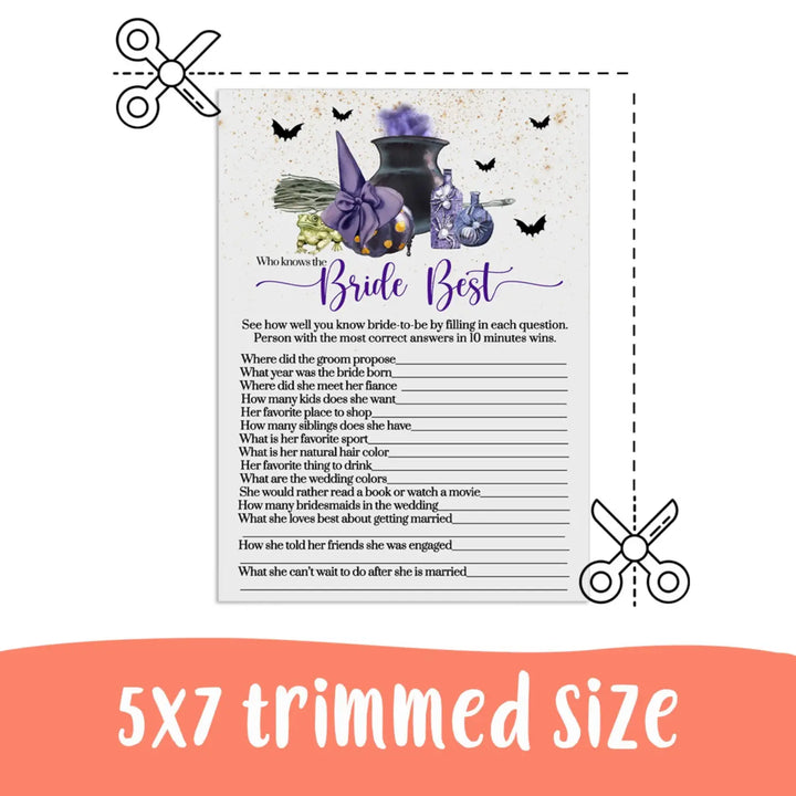 Witch is getting hitched who knows the bride best bridal shower trivia game instant pdf printable download halloween