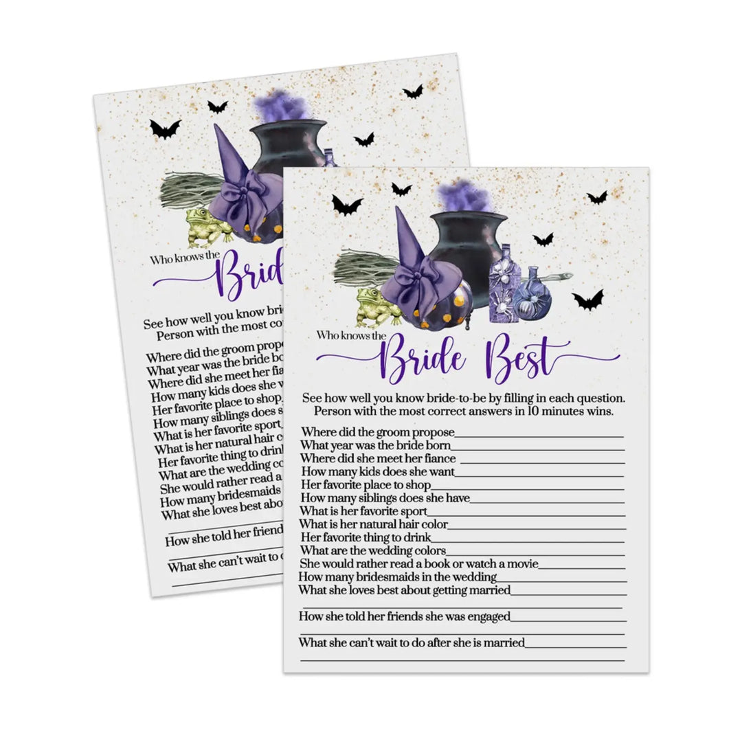 Witch is getting hitched who knows the bride best bridal shower trivia game instant pdf printable download halloween