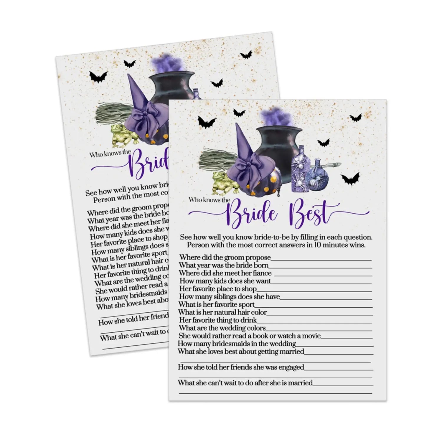 Witch is getting hitched who knows the bride best bridal shower trivia game instant pdf printable download halloween