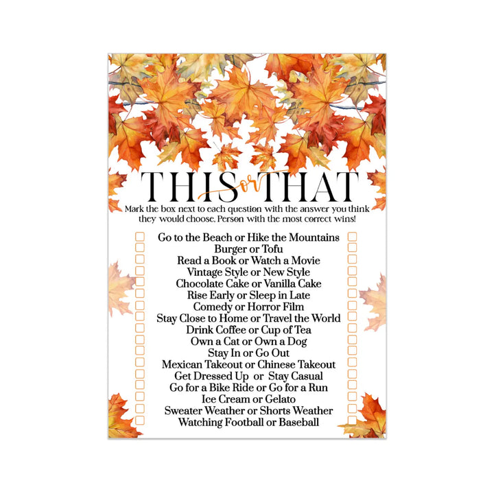 Would she rather fall bridal shower game - halloween birthday or wedding fun 25 cards for the bride’s best moments