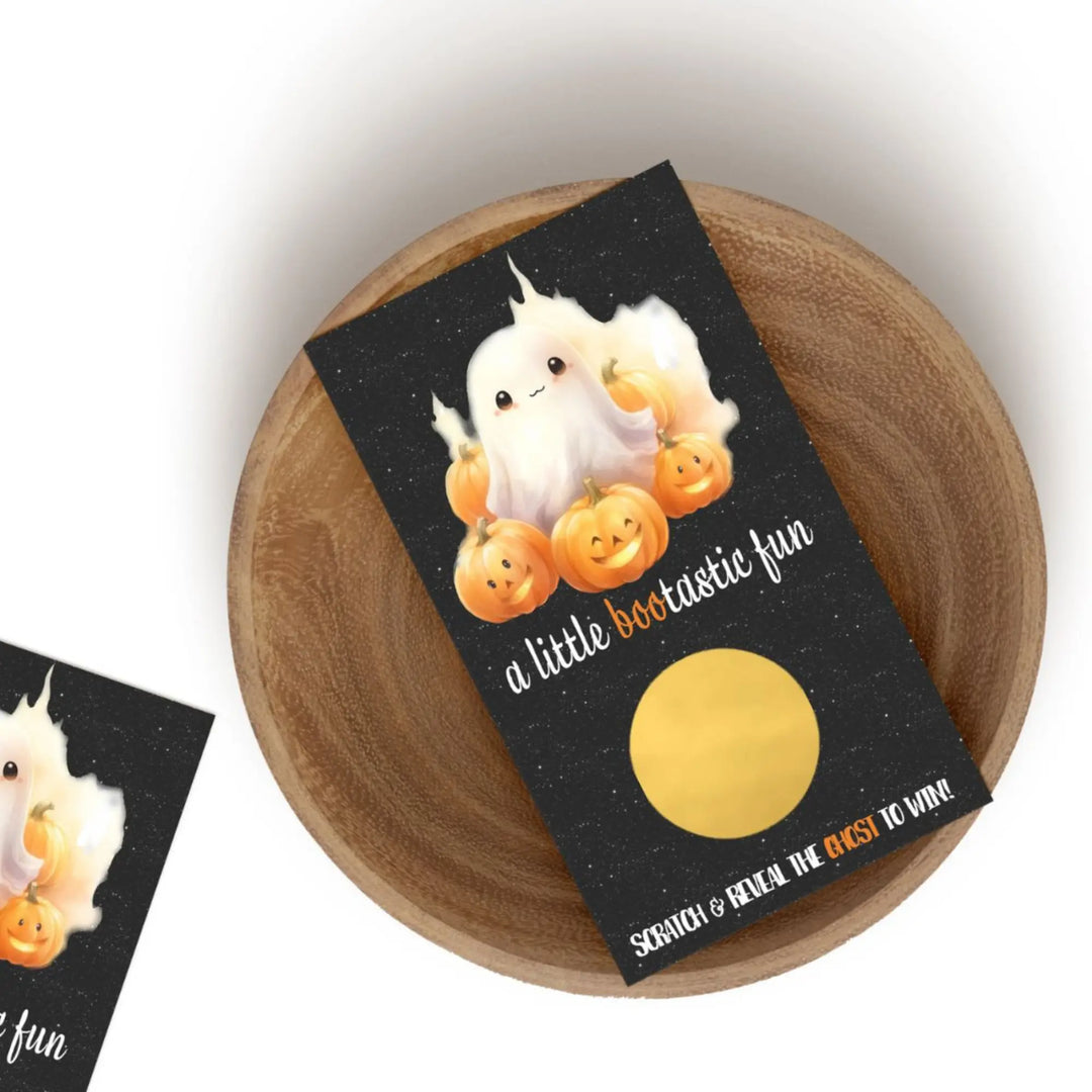 Spooky fun: halloween party games with little boo scratch off cards