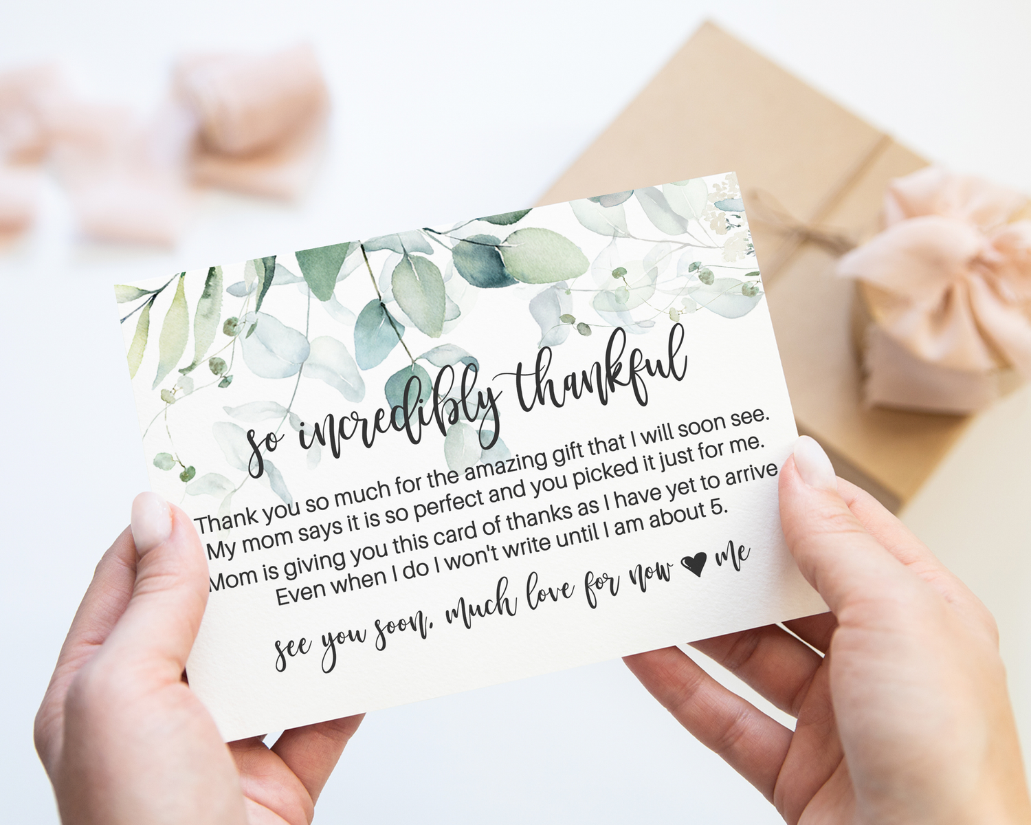Surround your guests with the serene beauty of our gender-neutral greenery baby shower theme. Featuring eucalyptus and sage designs, our collection includes elegant invitations, thoughtful thank you cards, and fun games.