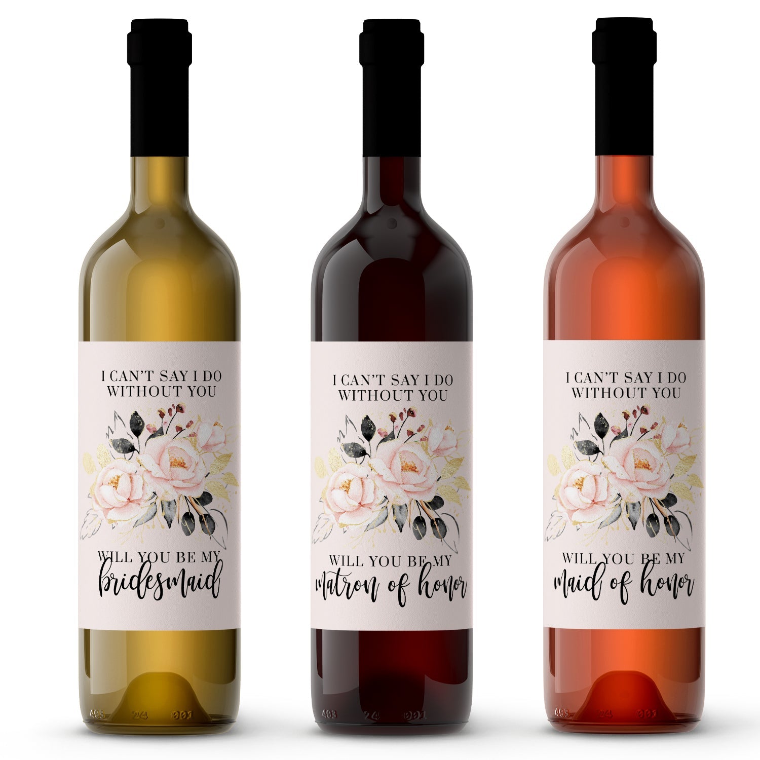 Add a personalized touch to your bridal party gifts with our custom bridesmaid stickers and wine labels. Designed to celebrate your closest friends, these labels are the perfect way to ask, ‘Will you be my bridesmaid?’ with elegance and love.