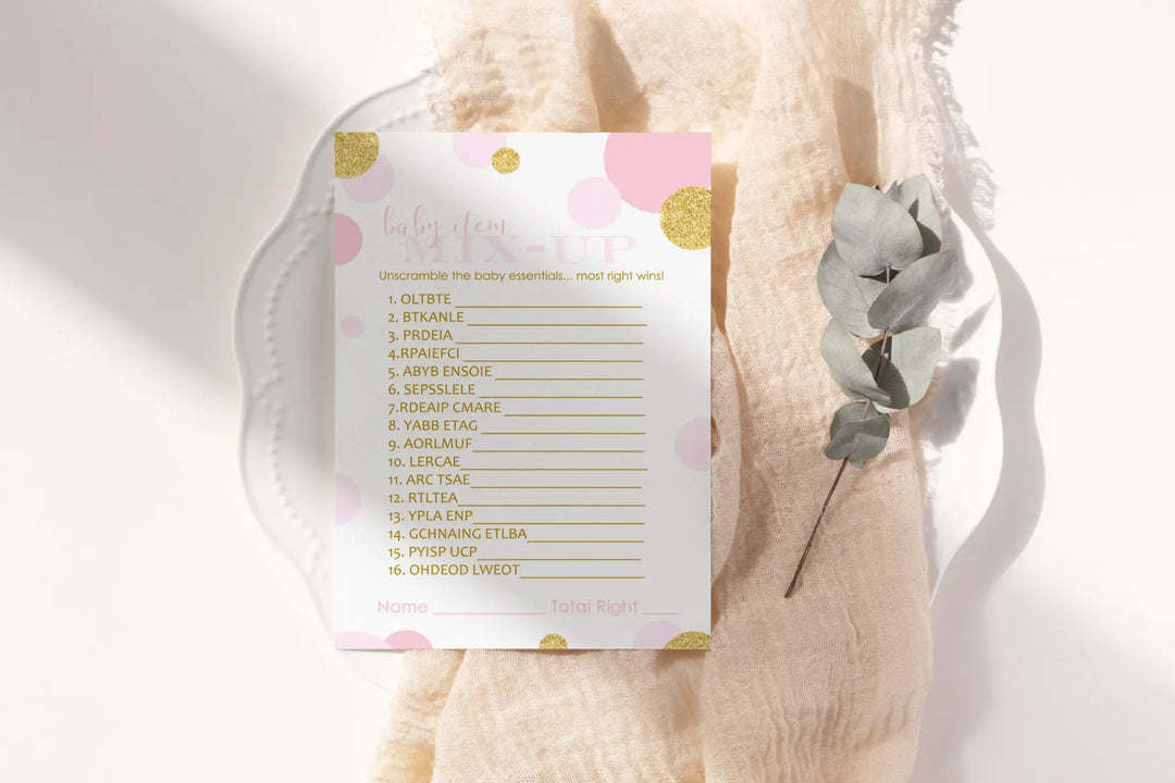 Baby shower word scramble