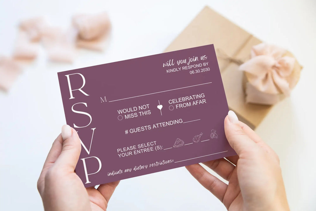 Custom Personalized RSVP Cards with Meal Choices