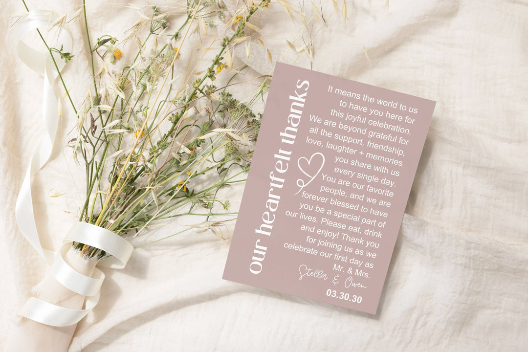 Personalized table cards for celebrations