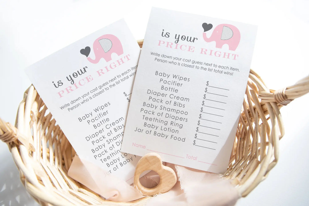Pink elephant baby shower games | customizable & fun!