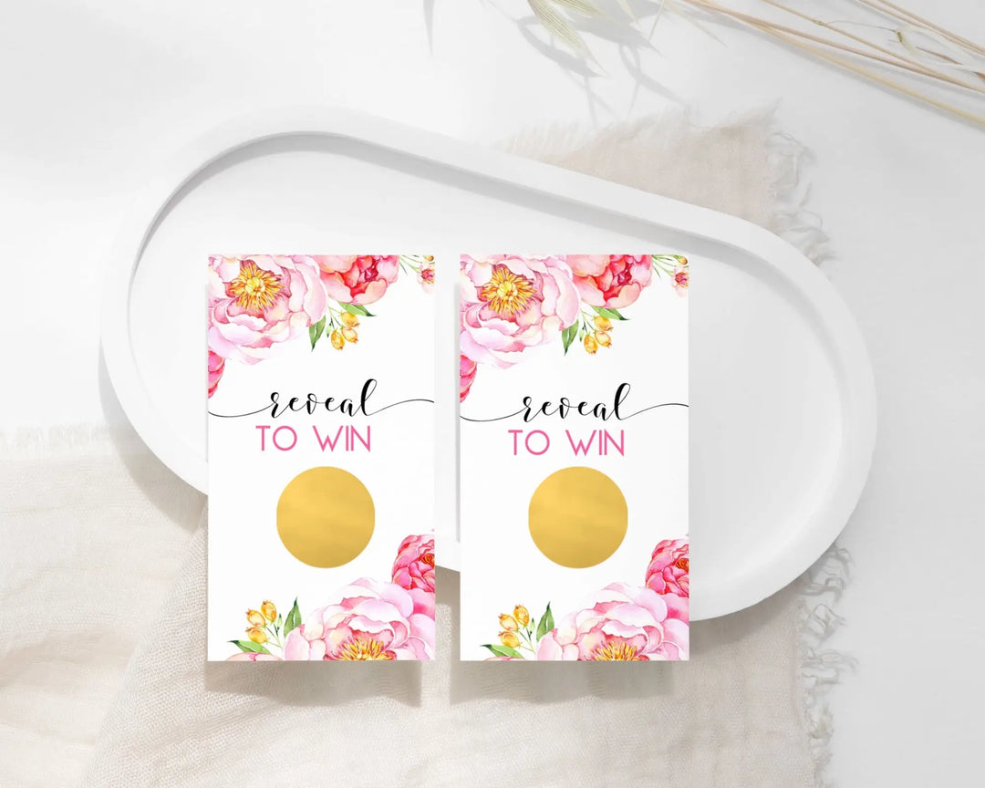 Rustic floral baby shower theme invitations & games