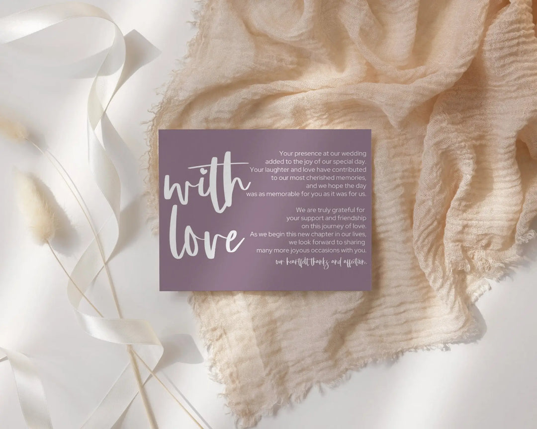 Wedding table thank you cards - elegant designs