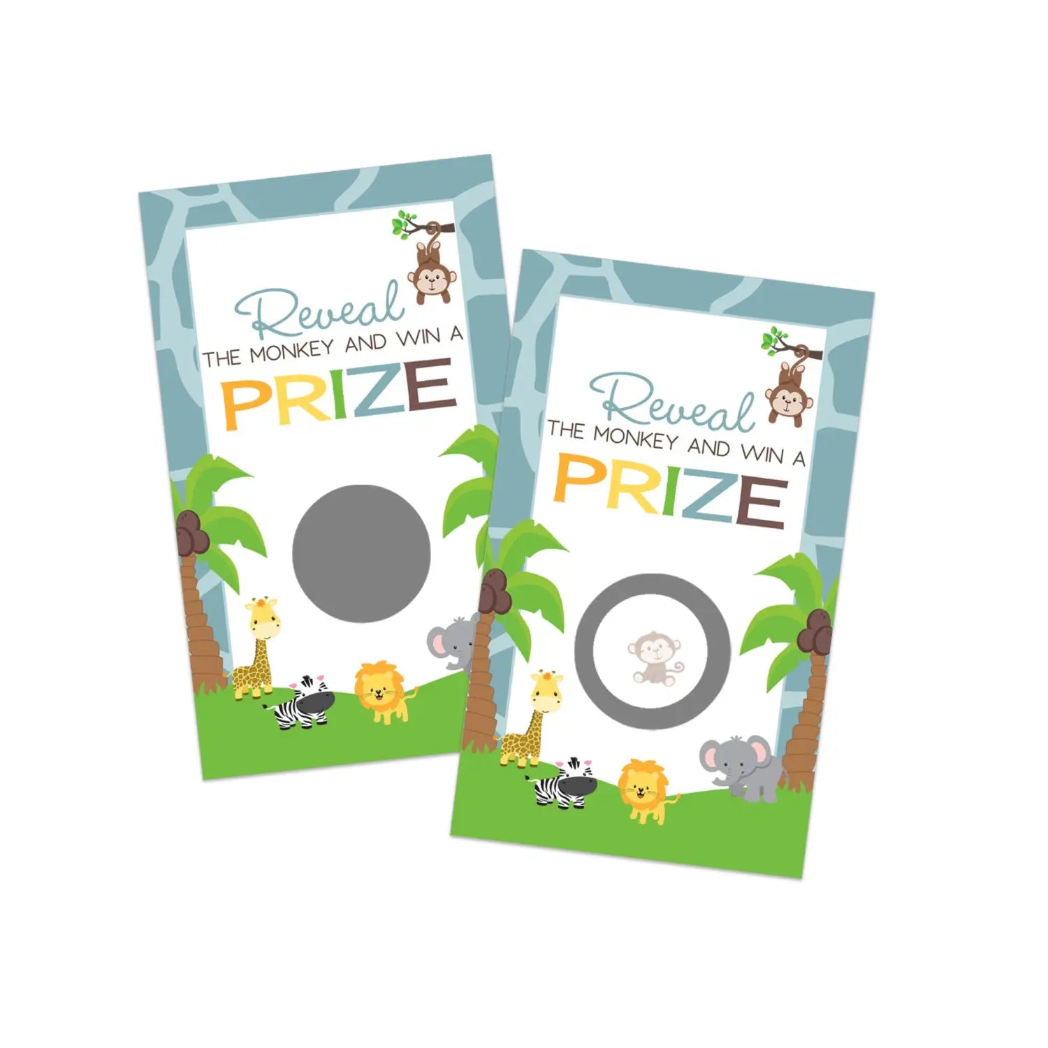 Baby shower games gender neutral - 28 cards - fun scratch off game guest activities to win prizes safari favors ideas