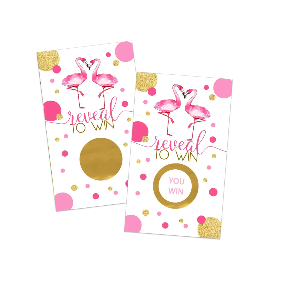 Scratch Off Raffle Cards - 30 Pack - Fun Bridal Shower Games Ideas for Wedding Activities, Lottery Tickets or Door Prizes, Flamingo Themes Pink and Gold