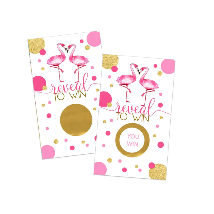 Scratch Off Raffle Cards - 30 Pack - Fun Bridal Shower Games Ideas for Wedding Activities, Lottery Tickets or Door Prizes, Flamingo Themes Pink and Gold