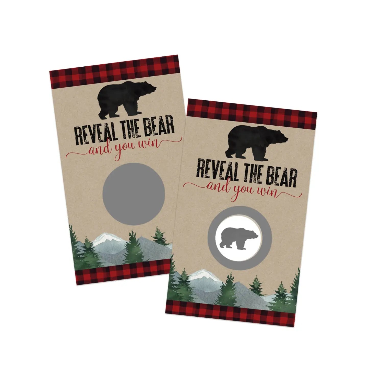 Mama bear baby shower games for boy - 30 cards - scratch off game guest activities to reveal prizes lumberjack favors