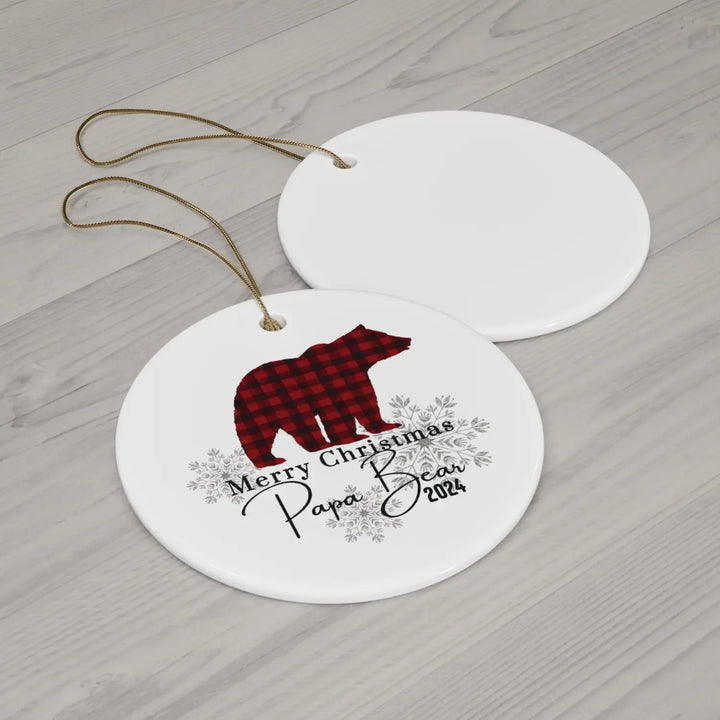 Ceramic ornament papa bear lumberjack design christmas decoration holiday decor family keepsake custom gift - home
