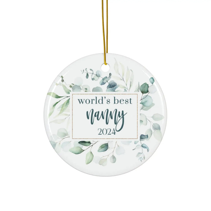 Greenery world’s best nanny ceramic ornament 4 shapes - custom christmas decorations tree - perfect heirloom
