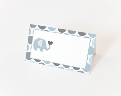 Blue & Grey Elephant Place Cards (25-Pack)