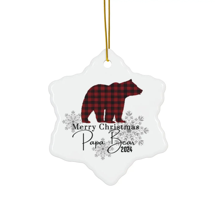 Ceramic ornament papa bear lumberjack design christmas decoration holiday decor family keepsake custom gift - snowflake