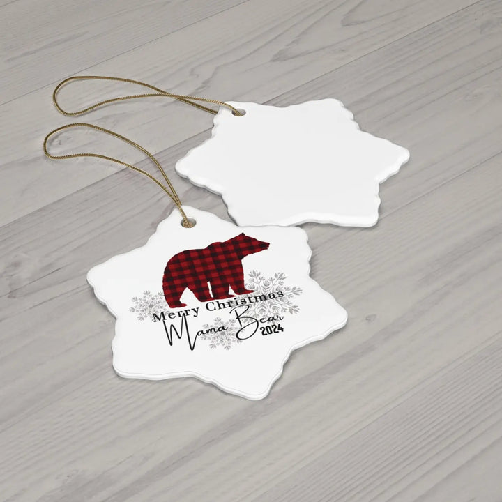 Ceramic ornaments lumberjack style christmas decor personalized xmas tree decoration 4 shapes heart star snowflake