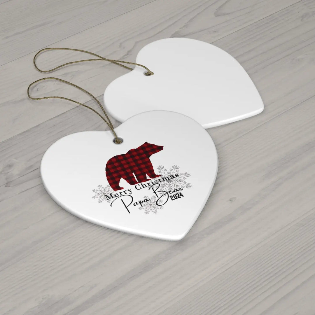 Ceramic ornament papa bear lumberjack design christmas decoration holiday decor family keepsake custom gift - home