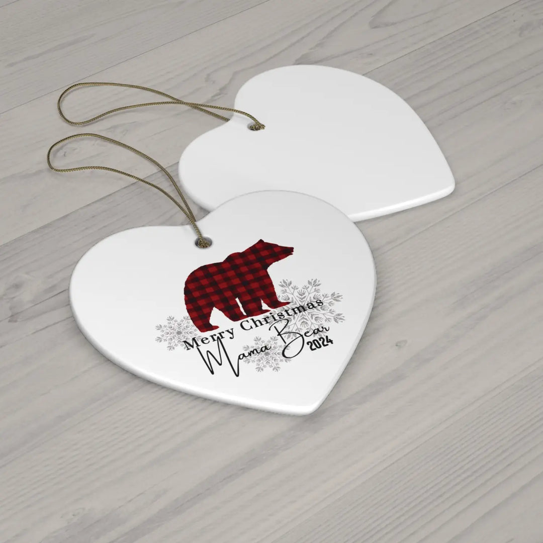 Ceramic ornaments lumberjack style christmas decor personalized xmas tree decoration 4 shapes heart star snowflake