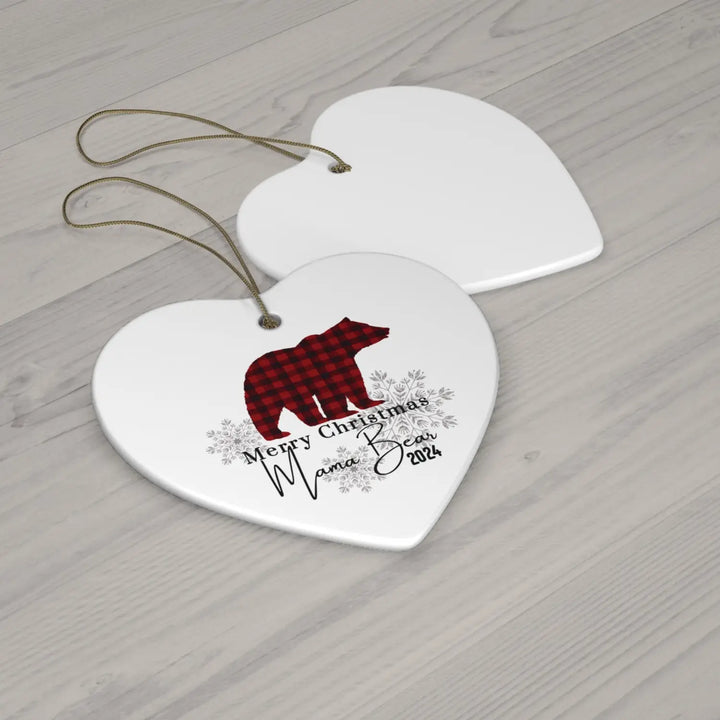 Ceramic ornaments lumberjack style christmas decor personalized xmas tree decoration 4 shapes heart star snowflake