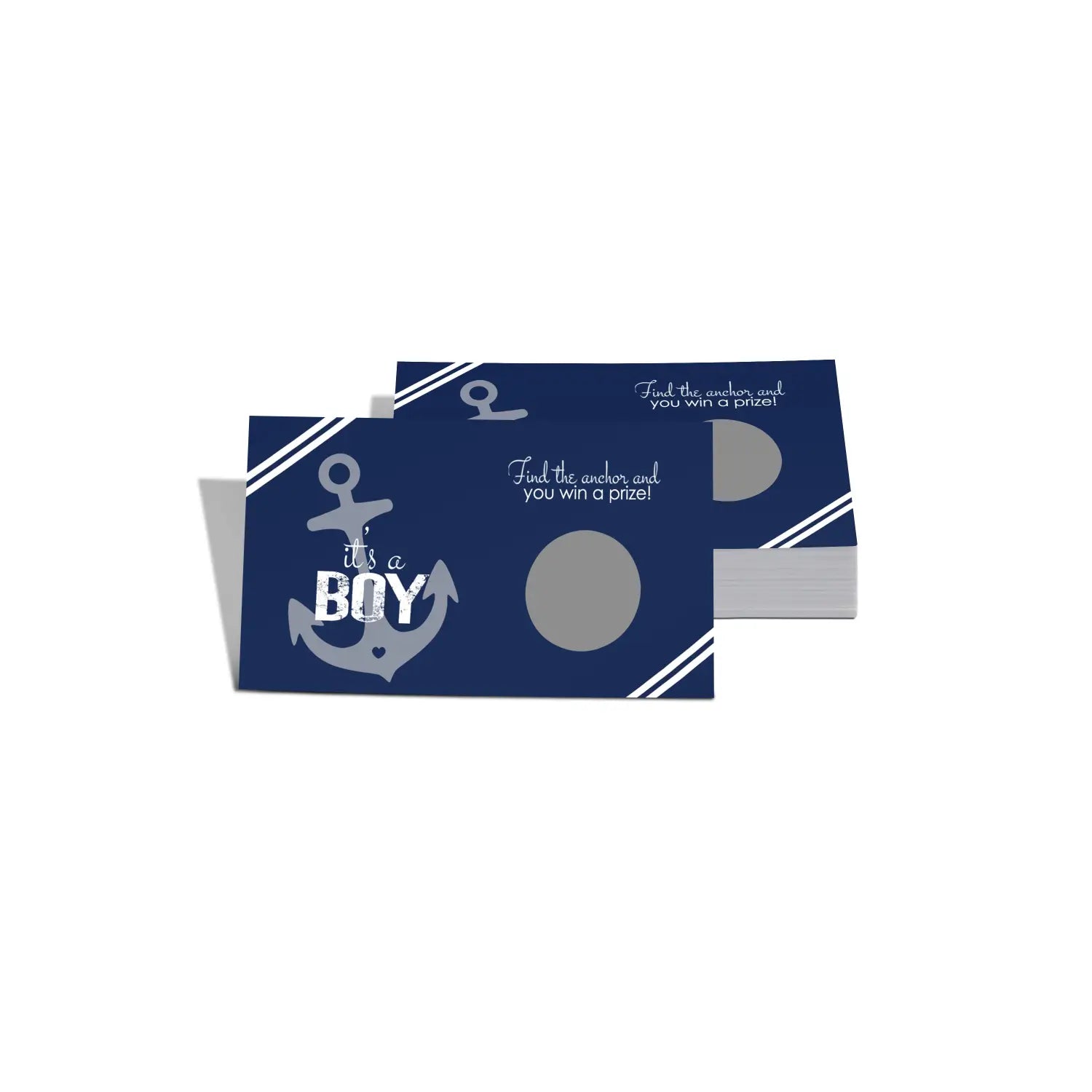 Nautical boys baby shower scratch-off game cards - 28 fun activities for guests with prizes - party games
