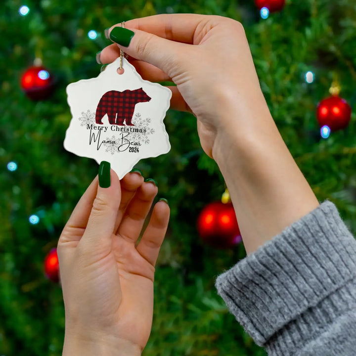 Ceramic ornaments lumberjack style christmas decor personalized xmas tree decoration 4 shapes heart star snowflake