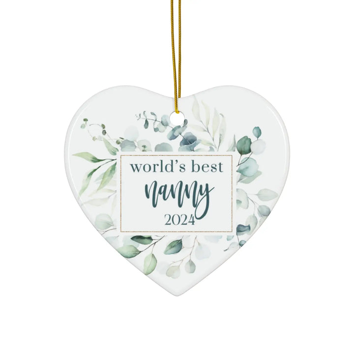 Greenery world’s best nanny ceramic ornament 4 shapes - custom christmas decorations tree - perfect heirloom