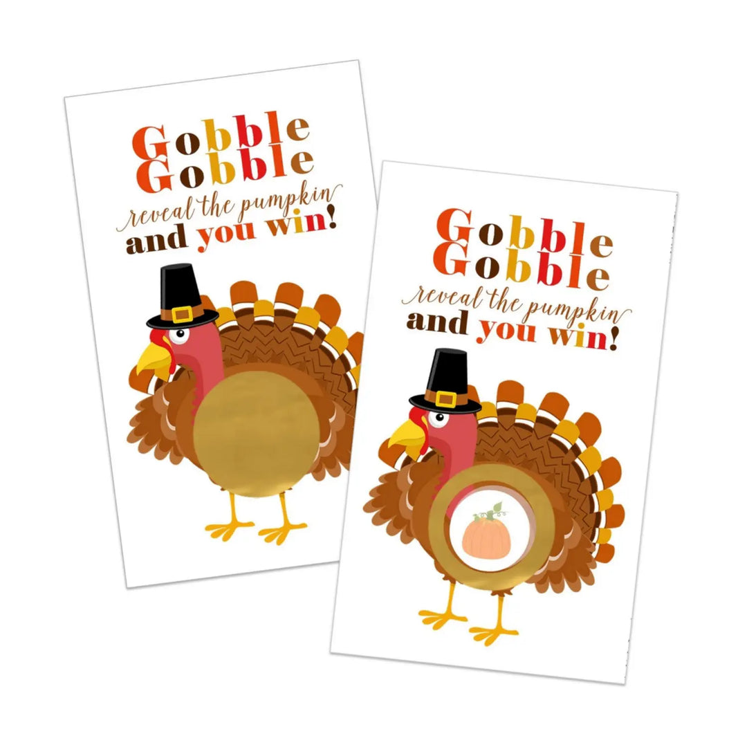 Thanksgiving Party Games - Turkey Scratch Off Cards, 30 Pack, Family Dinner Activities