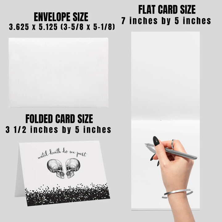 Chic Glam Skull Gothic Thank You Cards - 20-Pack, Black & White Design for Edgy Weddings & Events